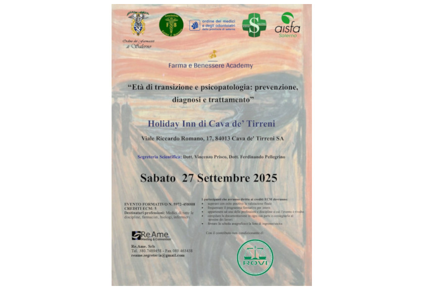 Locandina dell'evento ecm "Età di transizione e psicopatologia: prevenzione, diagnosi e trattamento "  